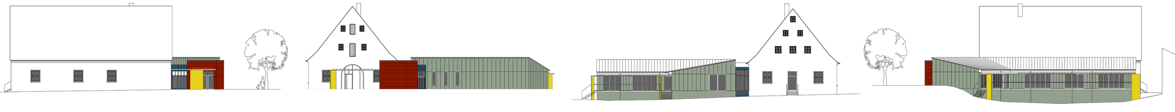 Ansichten Umbau und Anbau einer ehemaligen Zehnscheune Ornbau